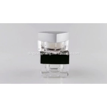 Square Small Clear Black Lid Acrylic Plastic Jars